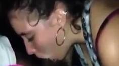 White girl sucks a strangers black cock after party