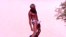 Tanned Guy On Beach In Tiny String Thong (temporarily!)