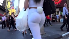 Hot bunny girl great ass in white leggings