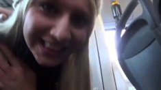 Blonde Drains Cock On A Bus