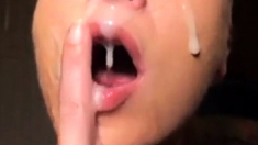 Amateur - Cute Girl Huge Cum Swallow Facial On Cam